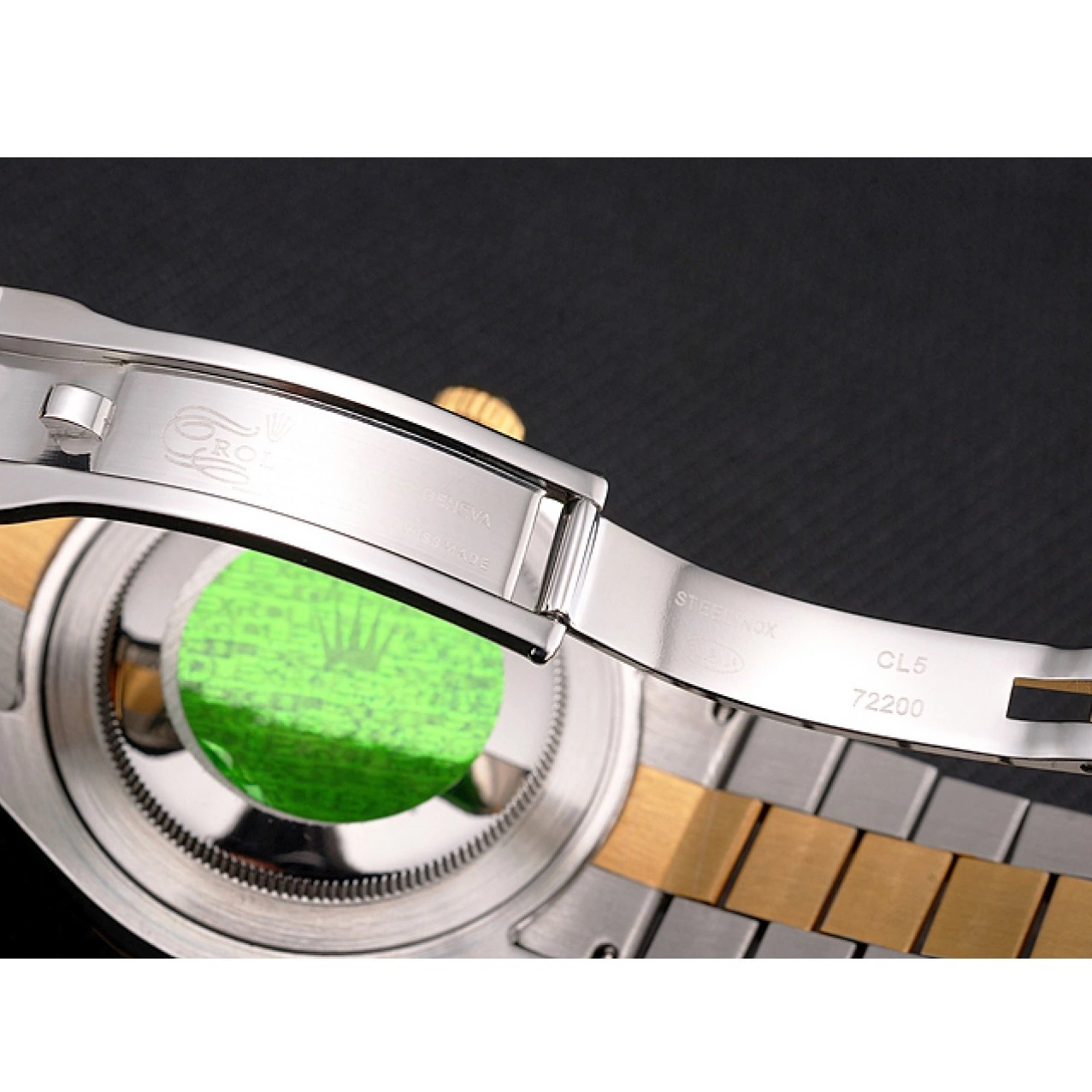 Aaa replica watch Swiss Two Dial Black Tone Gold Bracelet Steel Stainless Bezel Case Rolex Datejust 0725